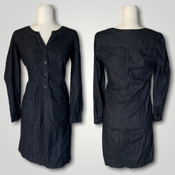 BODEN RUSTIC COUNTRY WESTERN BOHO COTTON DENIM BLUE DRESS 6L - Picture 1 of 8
